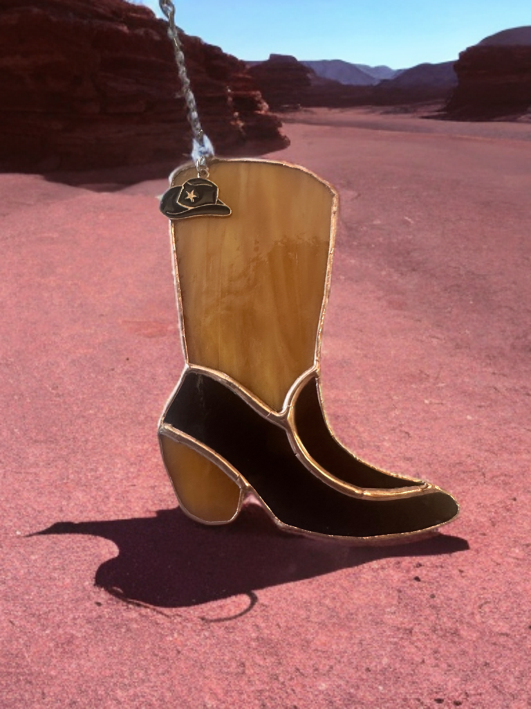 Cowboy Boot Stained Glass