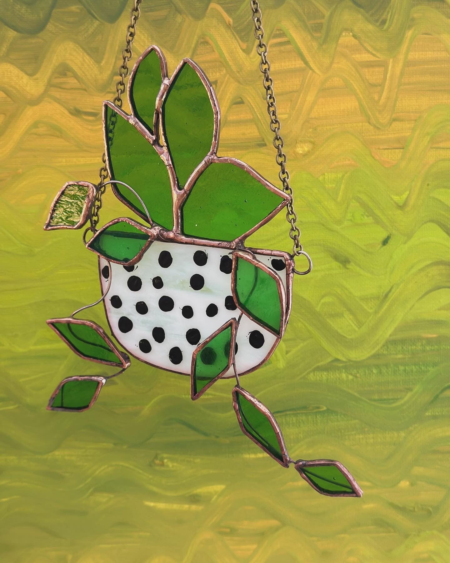 3D Green Plant Stained Glass Suncatcher