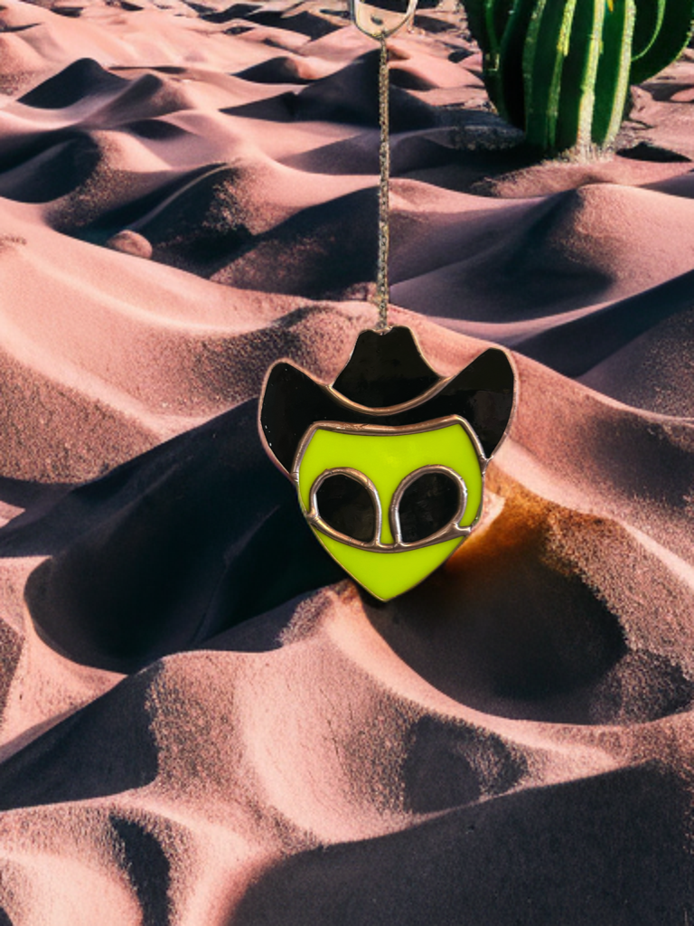 Cowboy Alien Stained Glass Hanging Decoration