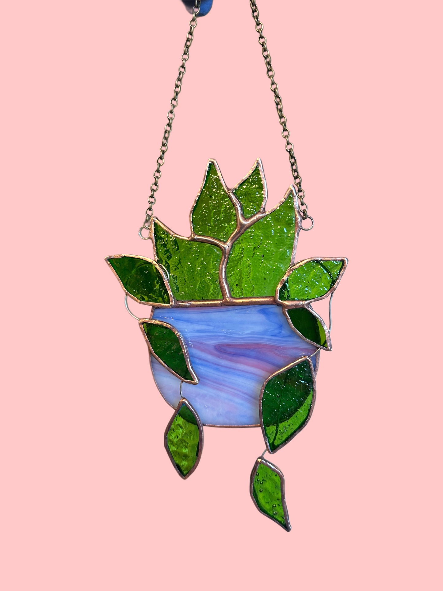 3 D Stained Glass Suncatcher Green Plant, Tie-dye color