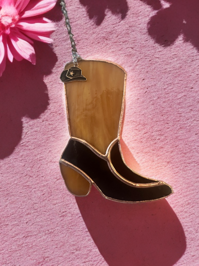 Cowboy Boot Stained Glass