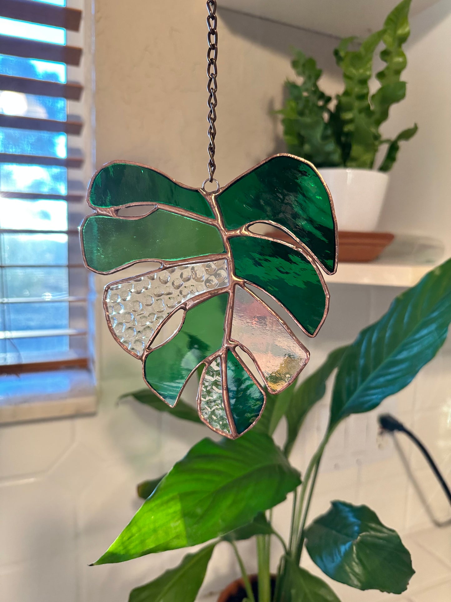 Monstera Leaf Albina Suncatcher