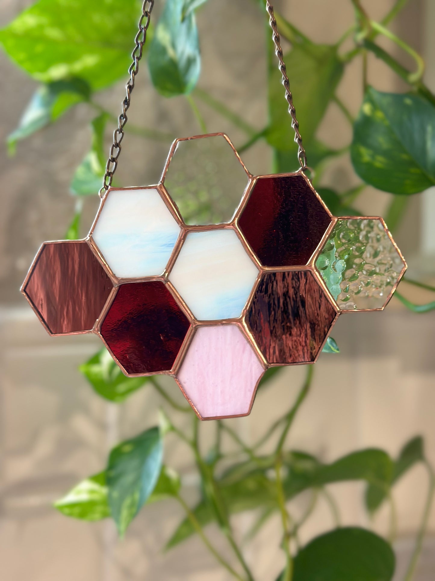Honeycomb Stained Glass suncatcher
