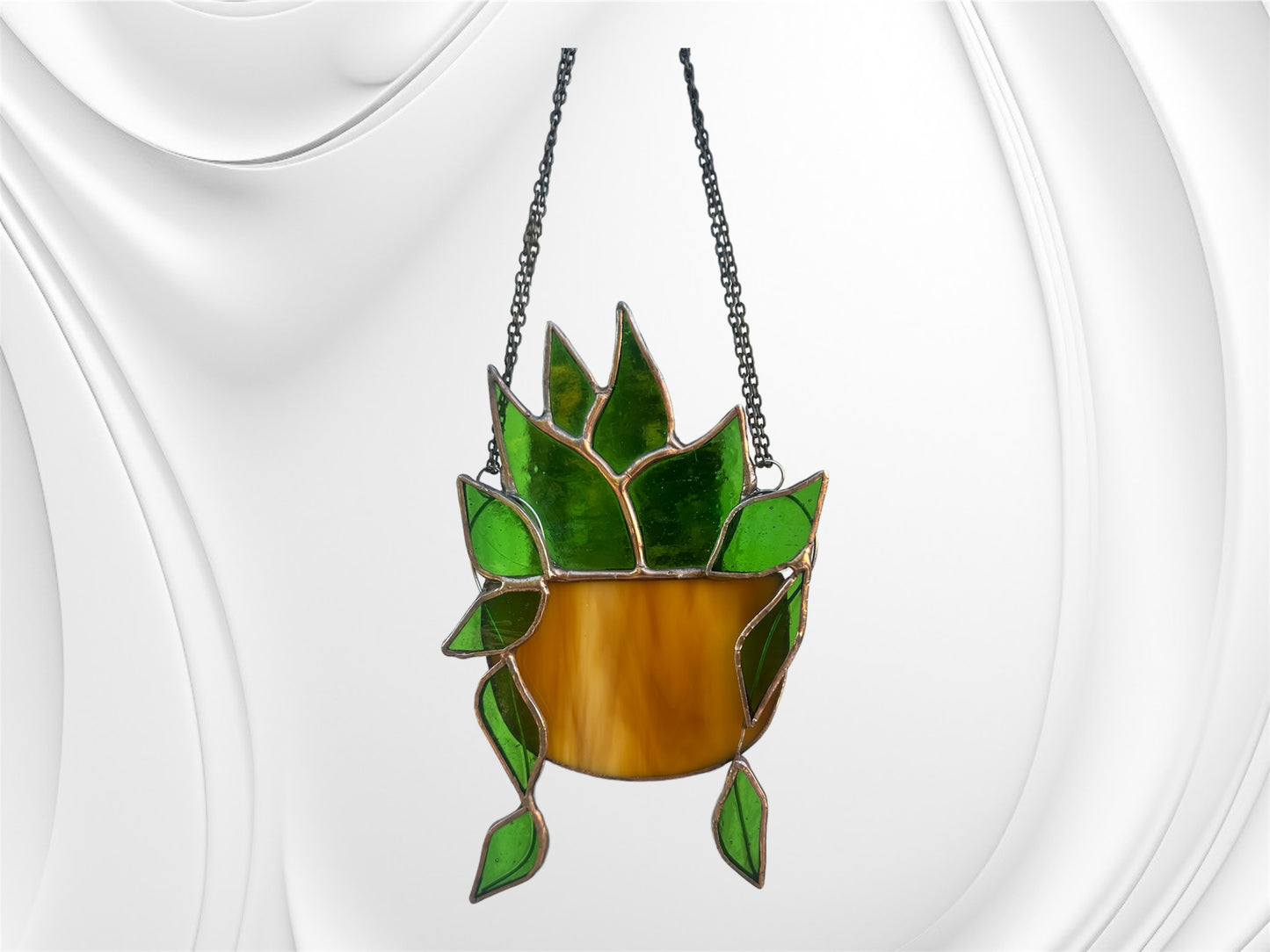 3D Stained Glass Suncatcher Green Plant