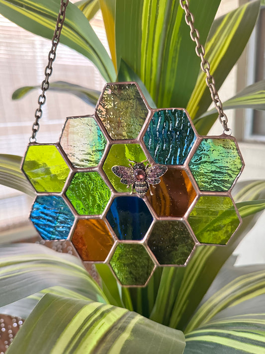 Honeycomb Stained Glass suncatcher