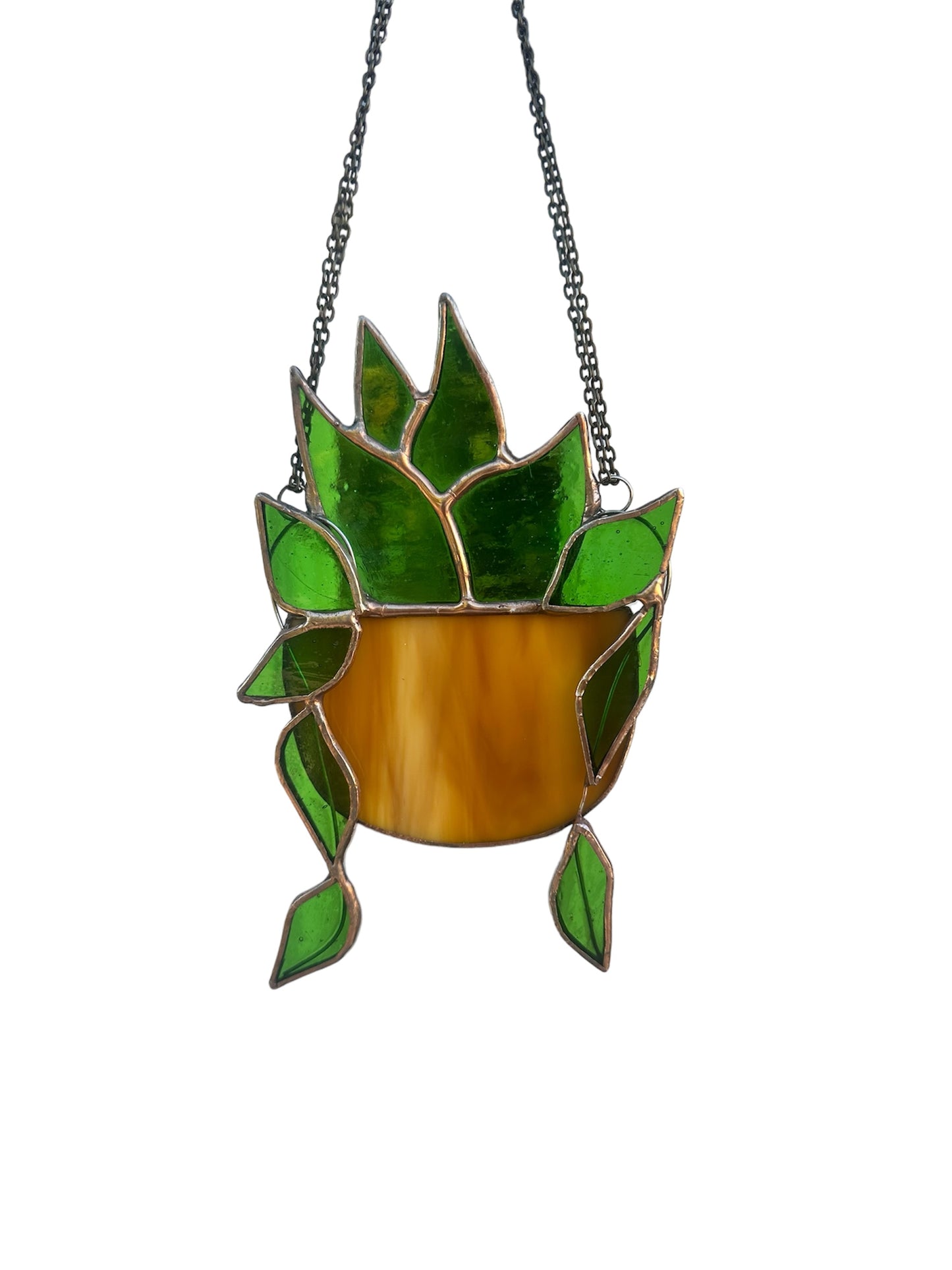 3D Green Plant Stained Glass Suncatcher